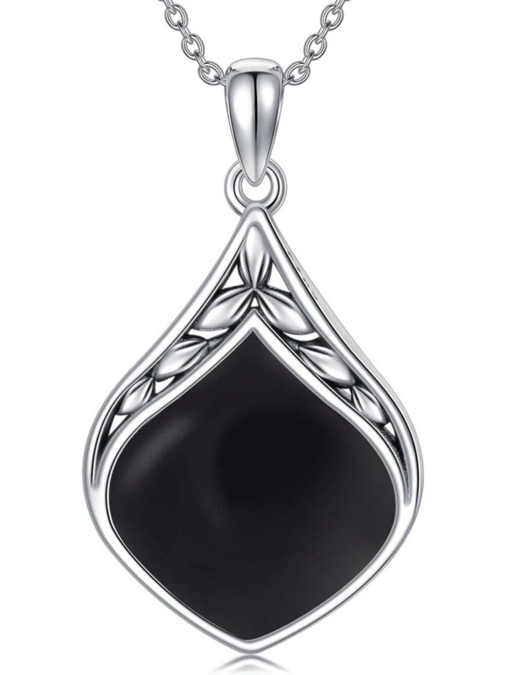 Vintage Teardrop Necklace 925 Sterling Silver Natural Gemstone Pendant Gift for